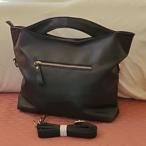 Black Leather Ladies Handbag, Large